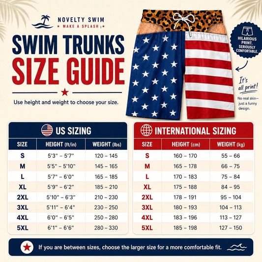 Novelty Butt Print Swim Trunks